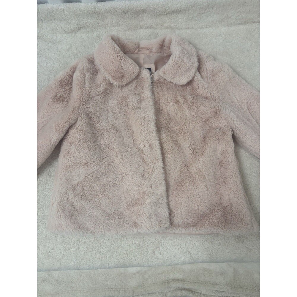 Gap Kid’s Girls Pink Faux Fur Jacket Size L 10-11 Y.O. Cropped